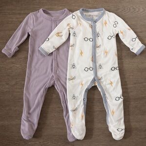 Kyte Baby 0-3M Bamboo Sleeper Footie Bundle NWOT Harry Potter and Lavender